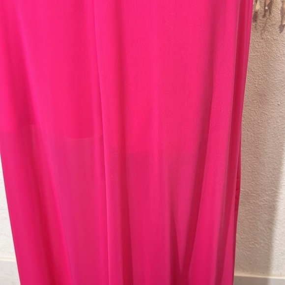 Thalia Sodi NWT Hot Pink Cold Shoulder Mesh Midi Dress Size XS - Picture 7 of 11